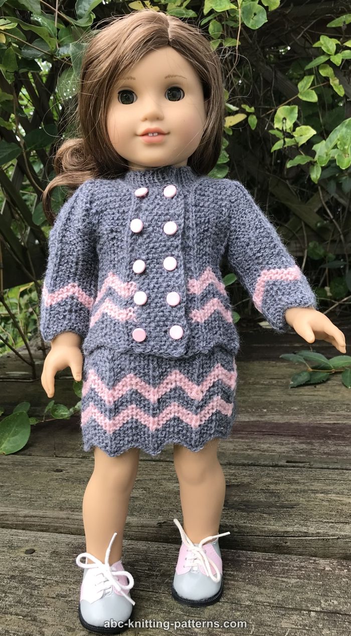 ABC Knitting Patterns - American Girl Doll Chevron Skirt