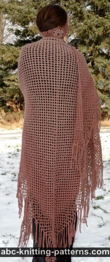 Gradient Color Shawl with Crochet Fringe