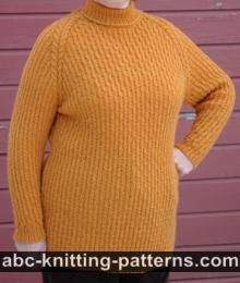 Raglan Sleeve Sweater with Turtleneck Collar 