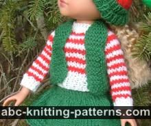 Santa's Elf Outfit for 14 inch Dolls: Striped Sweater