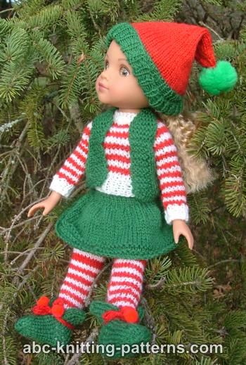 Santa's Elf Outfit for 14 inch Dolls: Tights