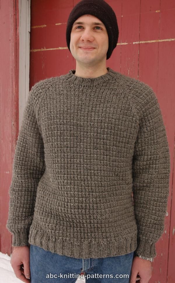 ABC Knitting Patterns - Men's Raglan Woodsman Sweater