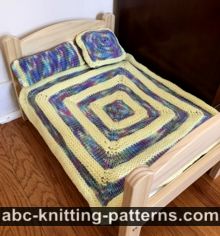 Square Doll Blanket and 3 Pillows