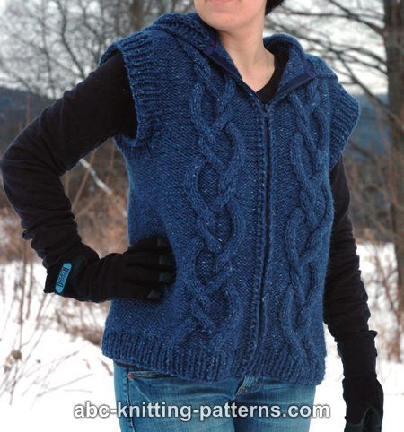 ABC Knitting Patterns - Street Chic Hooded Cable Vest