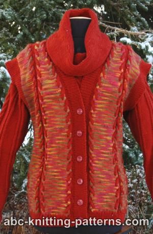 Autumn Cabled Vest from Hand-Dyed Yarn