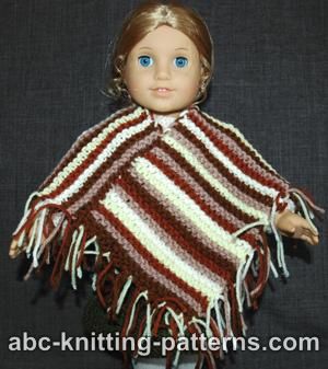 Easy Garter Stitch Poncho from Leftover Yarn for 18-inch Doll
