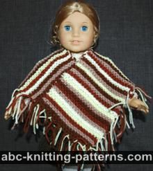 American Girl Doll Easy Garter Stitch Poncho from Leftover Yarn