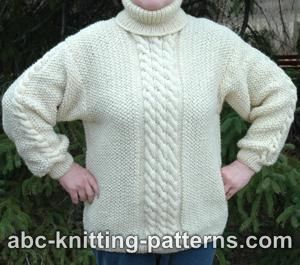 Aran Sweater with Turtleneck Collar