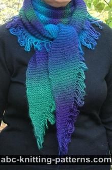 Small Garter Stitch Triangular Shawl with Unraveled Fringe (Baktus)