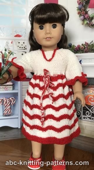 Candy Cane Dress for 18-inch Doll