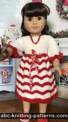 Candy Cane Dress for 18-inch Doll