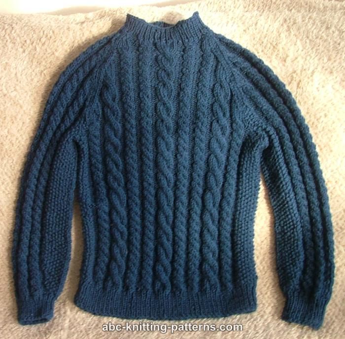 Abc Knitting Patterns Cable Raglan Sweater For A Boy