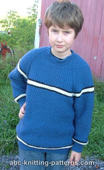 Boys' Top-Down Raglan Sweater with Stripes