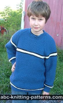 Boys' Top-Down Raglan Sweater with Stripes