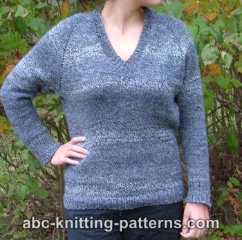 Top Down V-Neck Raglan Sweater