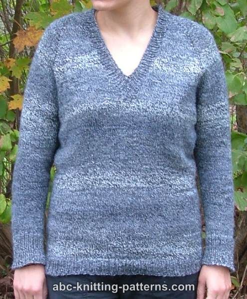 ABC Knitting Patterns - Top Down V-Neck Raglan Sweater