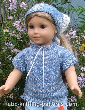 American Girl Doll Drawstring Raglan Summer Top and Kerchief