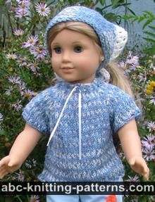 American Girl Doll Drawstring Raglan Summer Top and Kerchief
