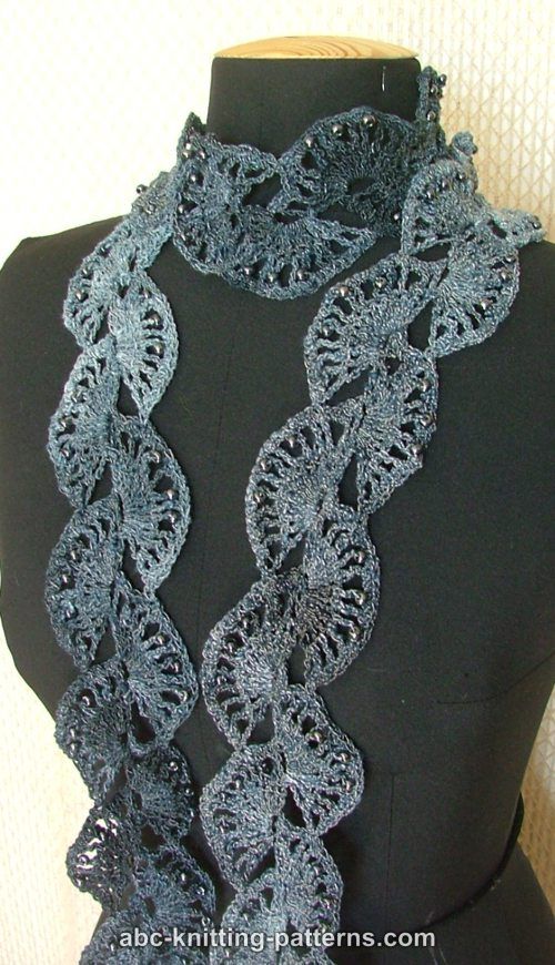 Abc Knitting Patterns Elegant Ribbon Lace Scarf With Beads