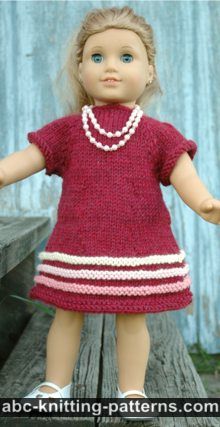 American Girl Doll Raglan Banded Dress