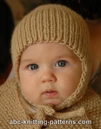 Abc Knitting Patterns Ribbed Baby Earflap Hat