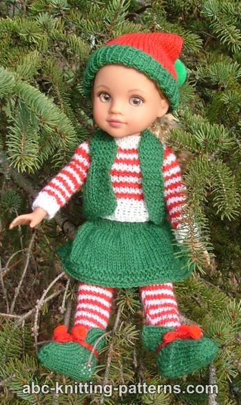 Abc Knitting Patterns Santa S Elf Outfit For 14 Inch Dolls