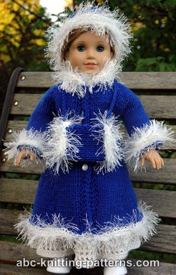 Retro Winter Outfit (Coat, Hat and Muff) for 18-inch Doll
