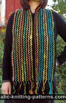 Zig-Zag Scarf with Crocheted Fringe