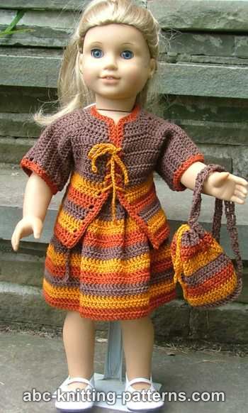 Back to School Outfit (Cardigan, Skirt and Backpack) for 18-inch Doll