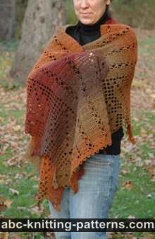 Autumn Leaves Filet Crochet Shawl