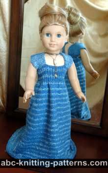 American Girl Doll Evening Dress with Train