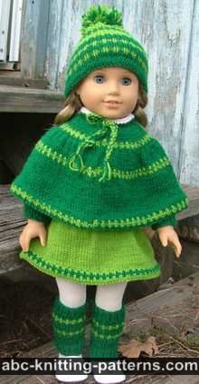 Christmas Carol Outfit (Skirt, Cape, Hat and Legwarmers) for 18-inch Doll