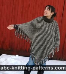 Two-Color Poncho with Crochet Fringe