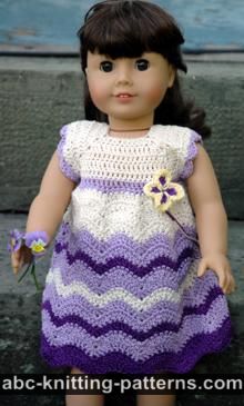 Wisteria Chevron Dress for 18-inch Doll