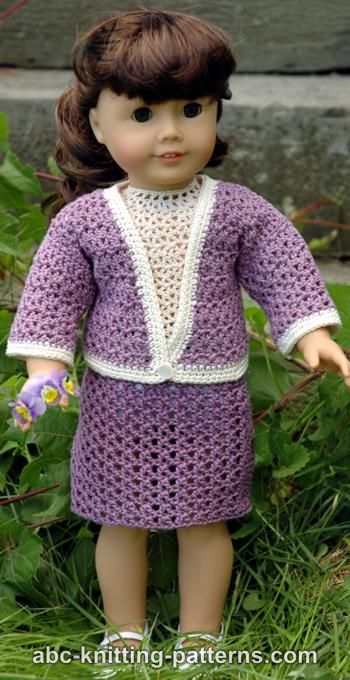 American Girl Doll Crochet English Garden Suit (Skirt and Cardigan)