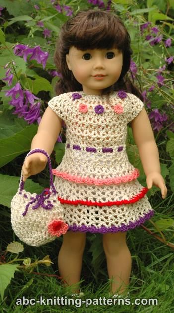 Wildflower Dress with Ruffles and Drawstring Handbag for 18-inch Doll