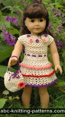 American Girl Doll Wildflower Dress with Ruffles and Drawstring Handbag