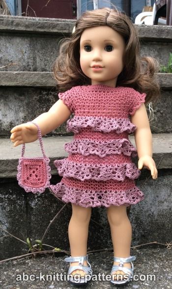 ABC Knitting Patterns - American Girl Doll Evening Dress with Ruffles