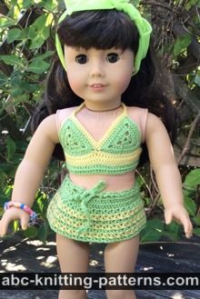 Two-Piece Swim Suit (Bikini Top and Skirt Bottom) for 18-inch Doll