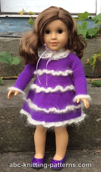 Mohair Glamour Dress with Ruffles and Detached Lace Collar for 18-inch Doll
