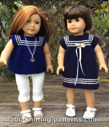 Sailor Dress or Tunic for 18-inch Doll