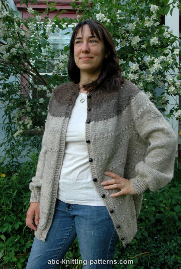 ABC Knitting Patterns - Seamless Round Yoke Fisherman's Cardigan