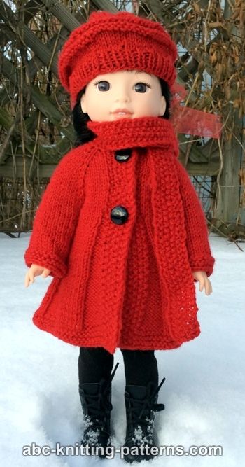 Broadway Coat with Scarf Collar and Matching Beret (for 14" dolls)
