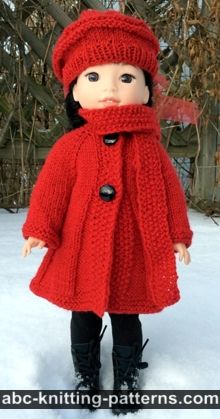 Broadway Coat with Scarf Collar and Matching Beret (for 14" dolls)