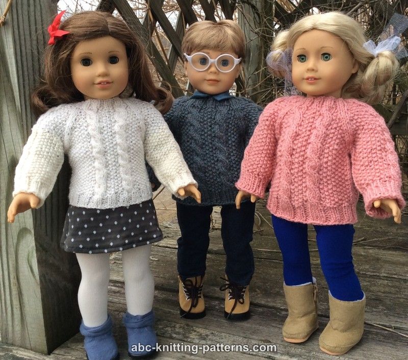 ABC Knitting Patterns - American Girl Doll Aran Sweater