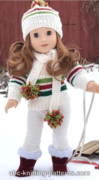 ABC Knitting Patterns - American Girl Doll Winter Sports Set