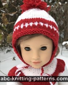 American Girl Doll Red and White Earflap Hat