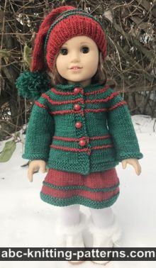 ABC Knitting Patterns - American Girl Doll Vintage Double-Breasted Jacket