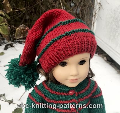 Santa's Helper Stocking Cap for 18-inch Doll