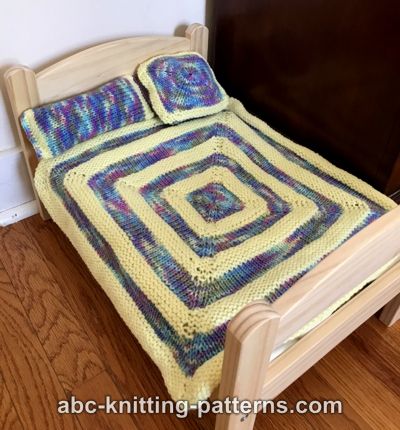 Square Doll Blanket and 3 Pillows